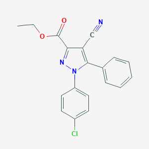 molecular formula C19H14ClN3O2 B373990 Ethyl 1-(4-chlorophenyl)-4-cyano-5-phenylpyrazole-3-carboxylate 