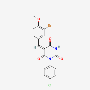 molecular formula C19H14BrClN2O4 B3740128 5-[(3-bromo-4-ethoxyphenyl)methylidene]-1-(4-chlorophenyl)-1,3-diazinane-2,4,6-trione CAS No. 6068-98-0