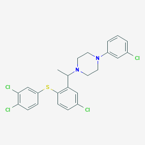 molecular formula C24H22Cl4N2S B374108 4-Chloro-2-{1-[4-(3-chlorophenyl)-1-piperazinyl]ethyl}phenyl 3,4-dichlorophenyl sulfide 