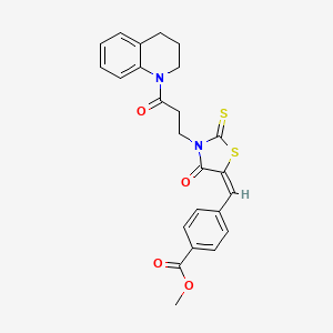 molecular formula C24H22N2O4S2 B3741366 methyl 4-[(E)-[3-[3-(3,4-dihydro-2H-quinolin-1-yl)-3-oxopropyl]-4-oxo-2-sulfanylidene-1,3-thiazolidin-5-ylidene]methyl]benzoate 