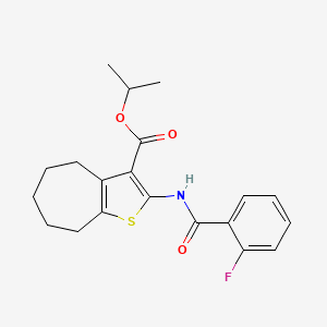 molecular formula C20H22FNO3S B3741540 ISOPROPYL 2-(2-FLUOROBENZAMIDO)-4H,5H,6H,7H,8H-CYCLOHEPTA[B]THIOPHENE-3-CARBOXYLATE 