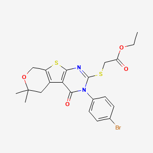 molecular formula C21H21BrN2O4S2 B3741766 ethyl 2-[[4-(4-bromophenyl)-12,12-dimethyl-3-oxo-11-oxa-8-thia-4,6-diazatricyclo[7.4.0.02,7]trideca-1(9),2(7),5-trien-5-yl]sulfanyl]acetate 