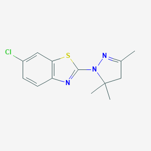 molecular formula C13H14ClN3S B374190 6-chloro-2-(3,5,5-trimethyl-4,5-dihydro-1H-pyrazol-1-yl)-1,3-benzothiazole 