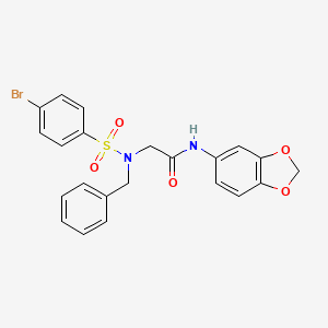 molecular formula C22H19BrN2O5S B3742001 N-(2H-1,3-BENZODIOXOL-5-YL)-2-(N-BENZYL4-BROMOBENZENESULFONAMIDO)ACETAMIDE 