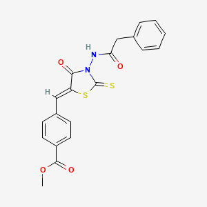 molecular formula C20H16N2O4S2 B3742214 methyl 4-[(Z)-{4-oxo-3-[(phenylacetyl)amino]-2-thioxo-1,3-thiazolidin-5-ylidene}methyl]benzoate 