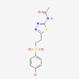 molecular formula C12H12BrN3O3S2 B3742594 N-[5-[2-(4-bromophenyl)sulfonylethyl]-1,3,4-thiadiazol-2-yl]acetamide 