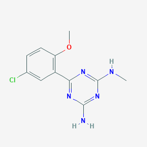 molecular formula C11H12ClN5O B374295 N-[4-amino-6-(5-chloro-2-methoxyphenyl)-1,3,5-triazin-2-yl]-N-methylamine 
