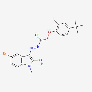 molecular formula C22H24BrN3O3 B3743004 N-(5-bromo-2-hydroxy-1-methylindol-3-yl)imino-2-(4-tert-butyl-2-methylphenoxy)acetamide 