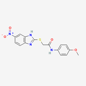 molecular formula C16H14N4O4S B3743407 N~1~-(4-METHOXYPHENYL)-2-[(5-NITRO-1H-1,3-BENZIMIDAZOL-2-YL)SULFANYL]ACETAMIDE 