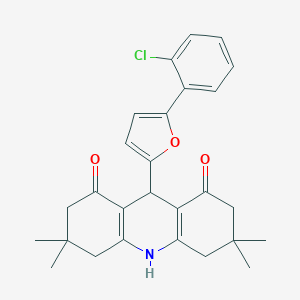 molecular formula C27H28ClNO3 B374358 9-[5-(2-chlorophenyl)-2-furyl]-3,3,6,6-tetramethyl-3,4,6,7,9,10-hexahydro-1,8(2H,5H)-acridinedione 