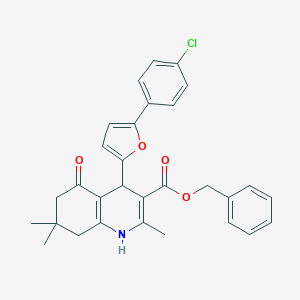 molecular formula C30H28ClNO4 B374359 Benzyl 4-[5-(4-chlorophenyl)-2-furyl]-2,7,7-trimethyl-5-oxo-1,4,5,6,7,8-hexahydro-3-quinolinecarboxylate 