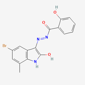 molecular formula C16H12BrN3O3 B3744134 N'-[(3Z)-5-BROMO-7-METHYL-2-OXO-2,3-DIHYDRO-1H-INDOL-3-YLIDENE]-2-HYDROXYBENZOHYDRAZIDE 