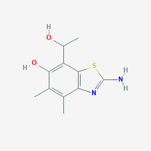 molecular formula C11H14N2O2S B037442 7-Benzothiazolemethanol, 2-amino-6-hydroxy--alpha-,4,5-trimethyl- CAS No. 120164-30-9