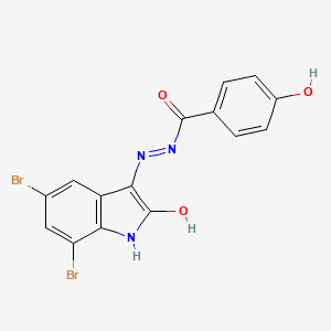 molecular formula C15H9Br2N3O3 B3744223 N'-[(3E)-5,7-dibromo-2-oxo-1,2-dihydro-3H-indol-3-ylidene]-4-hydroxybenzohydrazide 