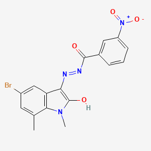 molecular formula C17H13BrN4O4 B3744254 N'-[(3Z)-5-BROMO-1,7-DIMETHYL-2-OXO-2,3-DIHYDRO-1H-INDOL-3-YLIDENE]-3-NITROBENZOHYDRAZIDE 