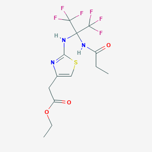 molecular formula C13H15F6N3O3S B3744276 Ethyl 2-[2-[[1,1,1,3,3,3-hexafluoro-2-(propanoylamino)propan-2-yl]amino]-1,3-thiazol-4-yl]acetate 