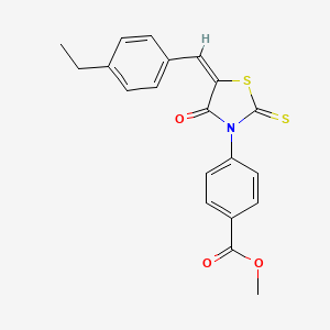 molecular formula C20H17NO3S2 B3744412 methyl 4-[(5E)-5-(4-ethylbenzylidene)-4-oxo-2-thioxo-1,3-thiazolidin-3-yl]benzoate 