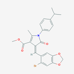 molecular formula C24H22BrNO5 B374449 methyl 4-[(6-bromo-1,3-benzodioxol-5-yl)methylene]-1-(4-isopropylphenyl)-2-methyl-5-oxo-4,5-dihydro-1H-pyrrole-3-carboxylate 