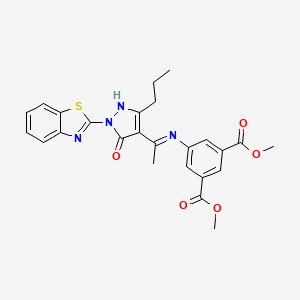 molecular formula C25H24N4O5S B3744557 dimethyl 5-({(1Z)-1-[1-(1,3-benzothiazol-2-yl)-5-oxo-3-propyl-1,5-dihydro-4H-pyrazol-4-ylidene]ethyl}amino)isophthalate 