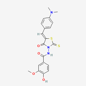 molecular formula C20H19N3O4S2 B3744603 N-{(5Z)-5-[4-(dimethylamino)benzylidene]-4-oxo-2-thioxo-1,3-thiazolidin-3-yl}-4-hydroxy-3-methoxybenzamide 