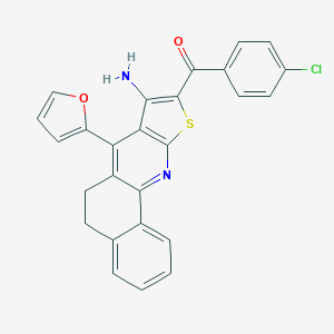 molecular formula C26H17ClN2O2S B374468 [8-Amino-7-(2-furyl)-5,6-dihydrobenzo[h]thieno[2,3-b]quinolin-9-yl](4-chlorophenyl)methanone 