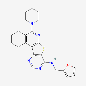 molecular formula C23H25N5OS B3744685 N-(furan-2-ylmethyl)-8-piperidin-1-yl-11-thia-9,14,16-triazatetracyclo[8.7.0.02,7.012,17]heptadeca-1,7,9,12,14,16-hexaen-13-amine 