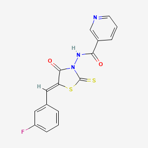 molecular formula C16H10FN3O2S2 B3744869 N-[(5Z)-5-[(3-fluorophenyl)methylidene]-4-oxo-2-sulfanylidene-1,3-thiazolidin-3-yl]pyridine-3-carboxamide 