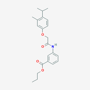 molecular formula C22H27NO4 B374489 Propyl 3-{[(4-isopropyl-3-methylphenoxy)acetyl]amino}benzoate 