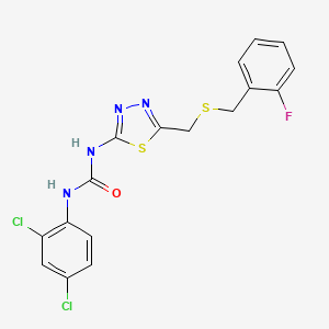 molecular formula C17H13Cl2FN4OS2 B3745017 1-(2,4-Dichlorophenyl)-3-(5-{[(2-fluorobenzyl)sulfanyl]methyl}-1,3,4-thiadiazol-2-yl)urea 