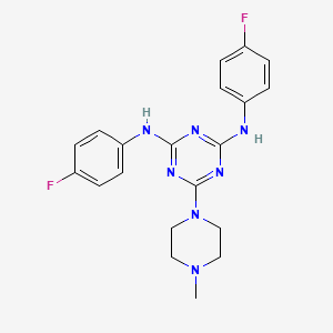 molecular formula C20H21F2N7 B3745138 N,N'-bis(4-fluorophenyl)-6-(4-methylpiperazin-1-yl)-1,3,5-triazine-2,4-diamine 