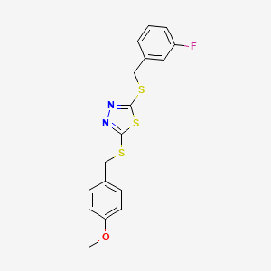 molecular formula C17H15FN2OS3 B3745142 2-[(3-Fluorobenzyl)sulfanyl]-5-[(4-methoxybenzyl)sulfanyl]-1,3,4-thiadiazole 