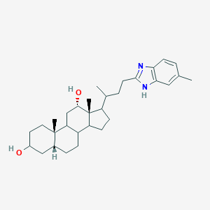 molecular formula C31H46N2O2 B374520 10,13-dimethyl-17-[1-methyl-3-(6-methyl-1H-benzimidazol-2-yl)propyl]hexadecahydro-1H-cyclopenta[a]phenanthrene-3,12-diol 