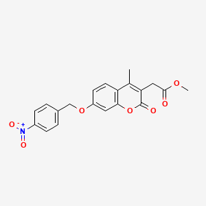 molecular formula C20H17NO7 B3745323 METHYL 2-{4-METHYL-7-[(4-NITROPHENYL)METHOXY]-2-OXO-2H-CHROMEN-3-YL}ACETATE 