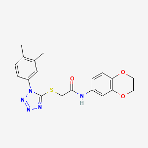 molecular formula C19H19N5O3S B3745505 N-(2,3-dihydro-1,4-benzodioxin-6-yl)-2-{[1-(3,4-dimethylphenyl)-1H-tetrazol-5-yl]sulfanyl}acetamide 