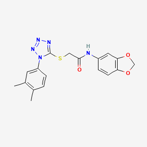 molecular formula C18H17N5O3S B3745507 N-(1,3-benzodioxol-5-yl)-2-{[1-(3,4-dimethylphenyl)-1H-tetrazol-5-yl]sulfanyl}acetamide 