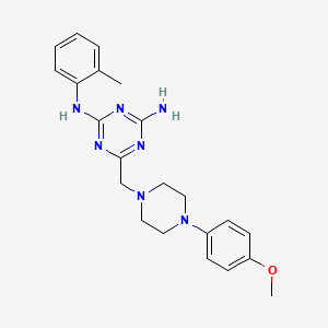 molecular formula C22H27N7O B3745786 N-(4-AMINO-6-{[4-(4-METHOXYPHENYL)PIPERAZINO]METHYL}-1,3,5-TRIAZIN-2-YL)-N-(2-METHYLPHENYL)AMINE 
