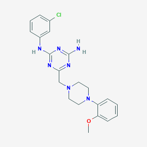 molecular formula C21H24ClN7O B3745791 N-(3-chlorophenyl)-6-{[4-(2-methoxyphenyl)piperazin-1-yl]methyl}-1,3,5-triazine-2,4-diamine 