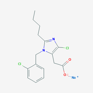 molecular formula C16H17Cl2N2NaO2 B037458 2-n-Butyl-4-chloro-1-(2-chlorobenzyl)imidazole-5-acetic acid CAS No. 118393-93-4