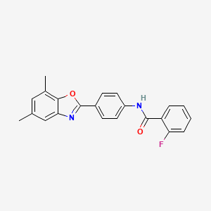 B3745854 N-[4-(5,7-dimethyl-1,3-benzoxazol-2-yl)phenyl]-2-fluorobenzamide CAS No. 5403-28-1