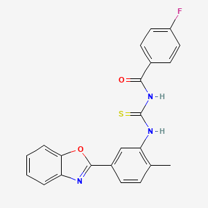 molecular formula C22H16FN3O2S B3745886 N-{[5-(1,3-benzoxazol-2-yl)-2-methylphenyl]carbamothioyl}-4-fluorobenzamide 