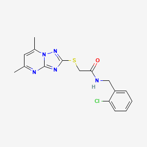 molecular formula C16H16ClN5OS B3746017 N-[(2-CHLOROPHENYL)METHYL]-2-({5,7-DIMETHYL-[1,2,4]TRIAZOLO[1,5-A]PYRIMIDIN-2-YL}SULFANYL)ACETAMIDE 