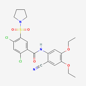 molecular formula C22H23Cl2N3O5S B3746058 2,4-DICHLORO-N-(2-CYANO-4,5-DIETHOXYPHENYL)-5-(1-PYRROLIDINYLSULFONYL)BENZAMIDE 