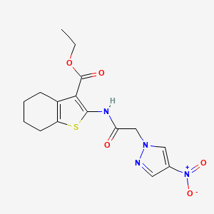 molecular formula C16H18N4O5S B3746425 ETHYL 2-[2-(4-NITRO-1H-PYRAZOL-1-YL)ACETAMIDO]-4,5,6,7-TETRAHYDRO-1-BENZOTHIOPHENE-3-CARBOXYLATE 