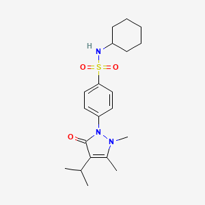 molecular formula C20H29N3O3S B3746552 N-CYCLOHEXYL-4-[2,3-DIMETHYL-5-OXO-4-(PROPAN-2-YL)-2,5-DIHYDRO-1H-PYRAZOL-1-YL]BENZENE-1-SULFONAMIDE 