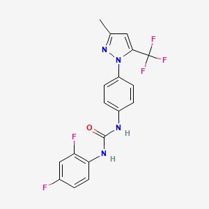 molecular formula C18H13F5N4O B3746605 Urea, 1-(2,4-difluorophenyl)-3-[4-(3-methyl-5-trifluoromethylpyrazol-1-yl)phenyl]- CAS No. 955966-96-8