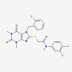 molecular formula C22H18F3N5O3S B3746879 N-(3,4-difluorophenyl)-2-{[7-(2-fluorobenzyl)-1,3-dimethyl-2,6-dioxo-2,3,6,7-tetrahydro-1H-purin-8-yl]sulfanyl}acetamide 