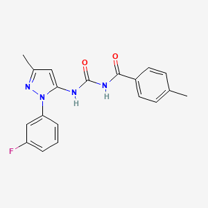 molecular formula C19H17FN4O2 B3746984 N-[1-(3-FLUOROPHENYL)-3-METHYL-1H-PYRAZOL-5-YL]-N'-(4-METHYLBENZOYL)UREA 