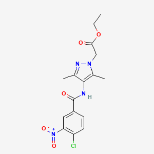 molecular formula C16H17ClN4O5 B3747069 ETHYL 2-[4-(4-CHLORO-3-NITROBENZAMIDO)-3,5-DIMETHYL-1H-PYRAZOL-1-YL]ACETATE 