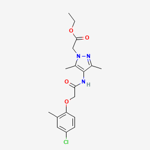 molecular formula C18H22ClN3O4 B3747106 ETHYL 2-(4-{[2-(4-CHLORO-2-METHYLPHENOXY)ACETYL]AMINO}-3,5-DIMETHYL-1H-PYRAZOL-1-YL)ACETATE 