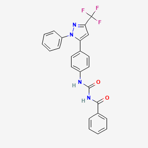 molecular formula C24H17F3N4O2 B3747245 N-BENZOYL-N'-{4-[1-PHENYL-3-(TRIFLUOROMETHYL)-1H-PYRAZOL-5-YL]PHENYL}UREA 
